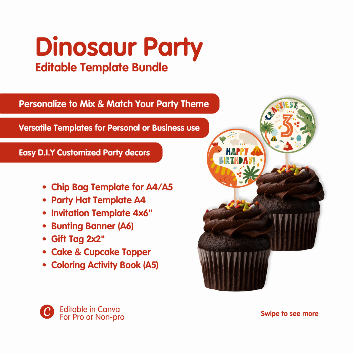 Dinosaur Birthday Template Bundle
