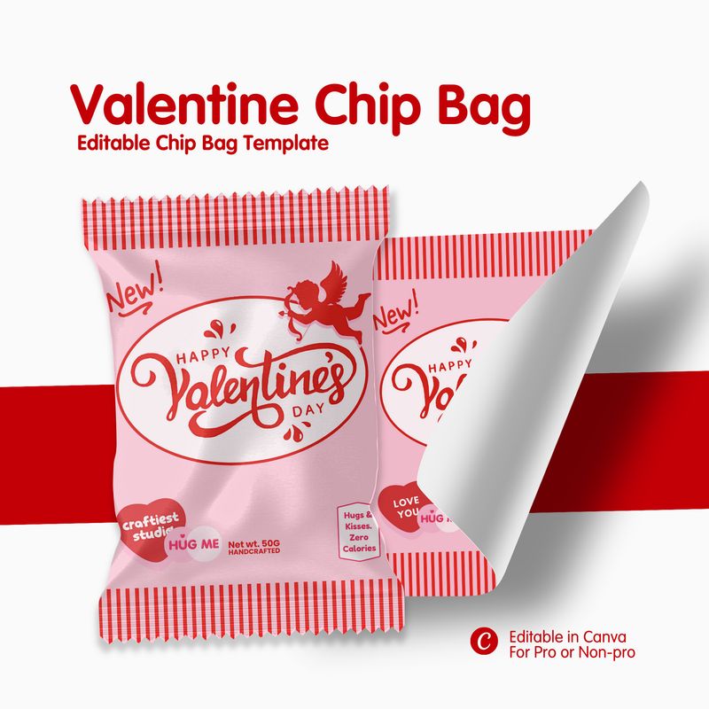 Valentine Chip Bag Canva Editable