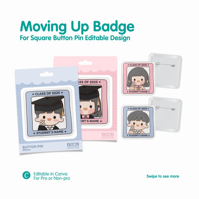Moving Up Chibi Square Badge