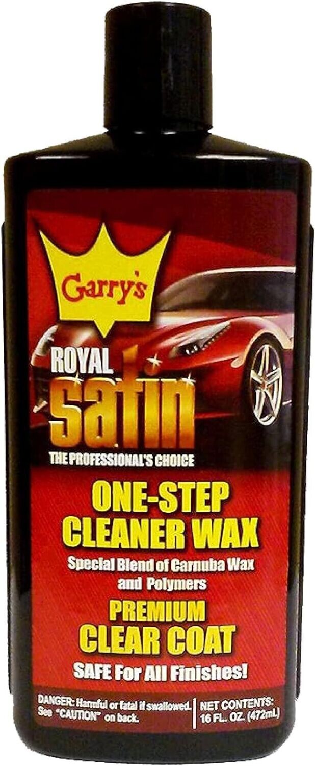 Experience Brilliance and Protection with Garry's Royal Satin One Step Automotive Cleaner Wax - Restores Shine, Removes Oxidation