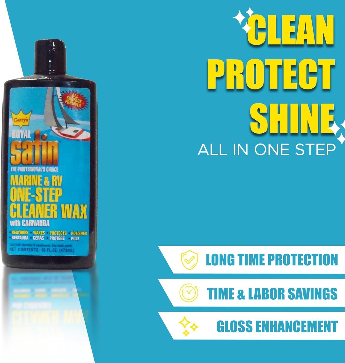 Garry's Royal Satin - One Step Marine and RV Cleaner Wax 16 FL OZ