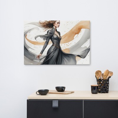 Alluring woman in Black Canvas