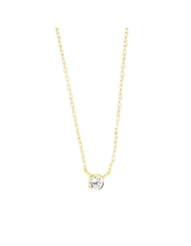 Single Crystal on Chain Necklace, Color: Gold