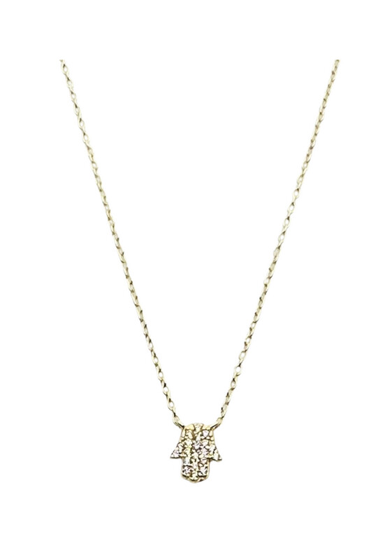 Hamsa Mini Necklace, Color: Gold