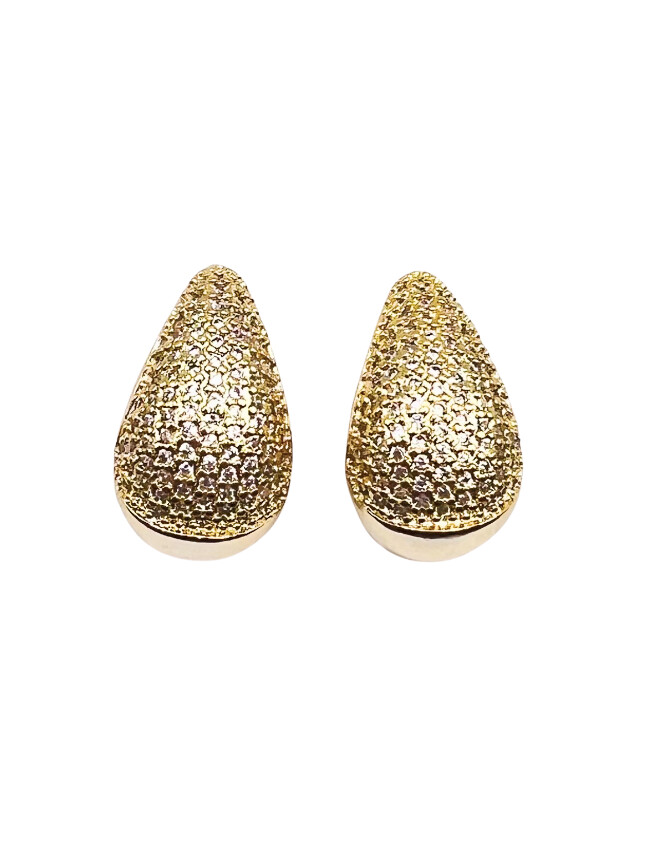 Earrings- Large Chunky Teardrop Earrings With Stones