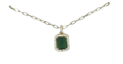 Emerald Crystal Rectangle Necklace
