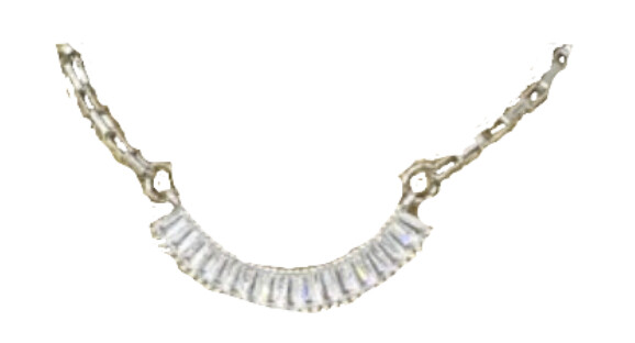 Curved Bar with Stones on Chain, Color: Silver