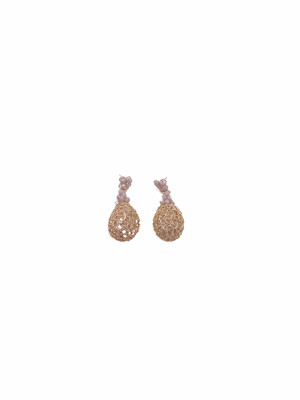 Lilac Teardrop Gold Wire Earrings