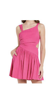 Pink One Shoulder Rouched Mini