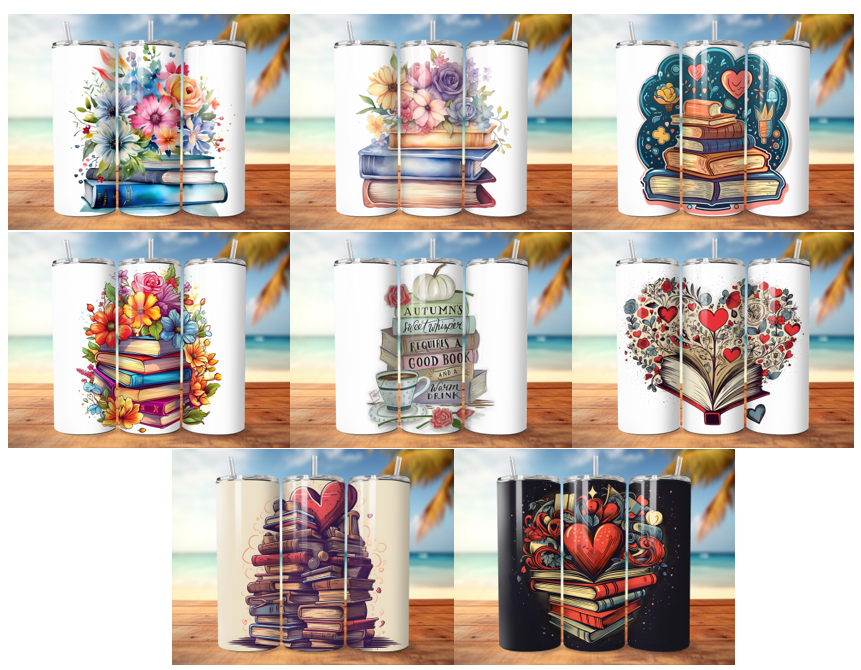 Stacked Books 20 ounce Skinny Tumbler