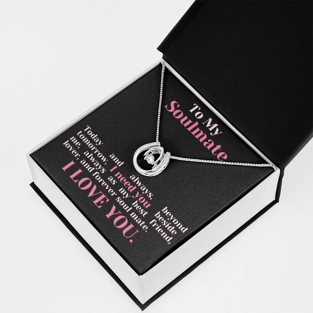 Lucky in love necklace with to my Soulmate greeting card