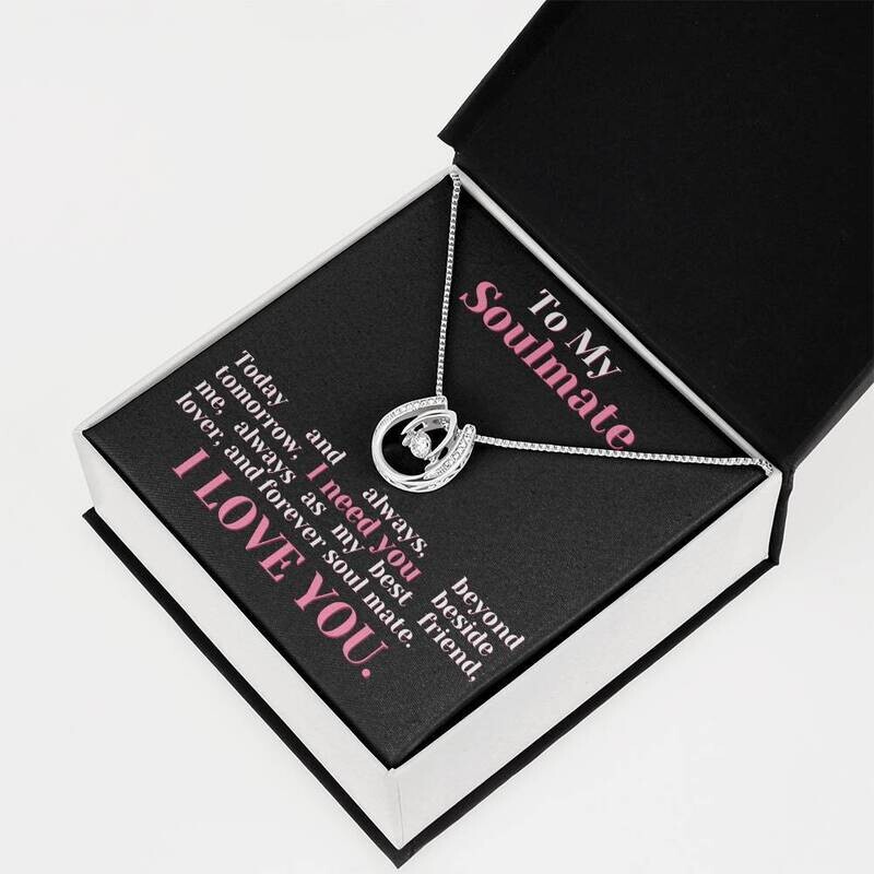 Lucky in love necklace with to my Soulmate greeting card