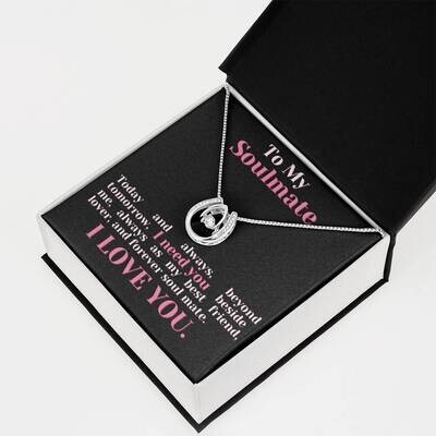 Lucky in love necklace with to my Soulmate greeting card