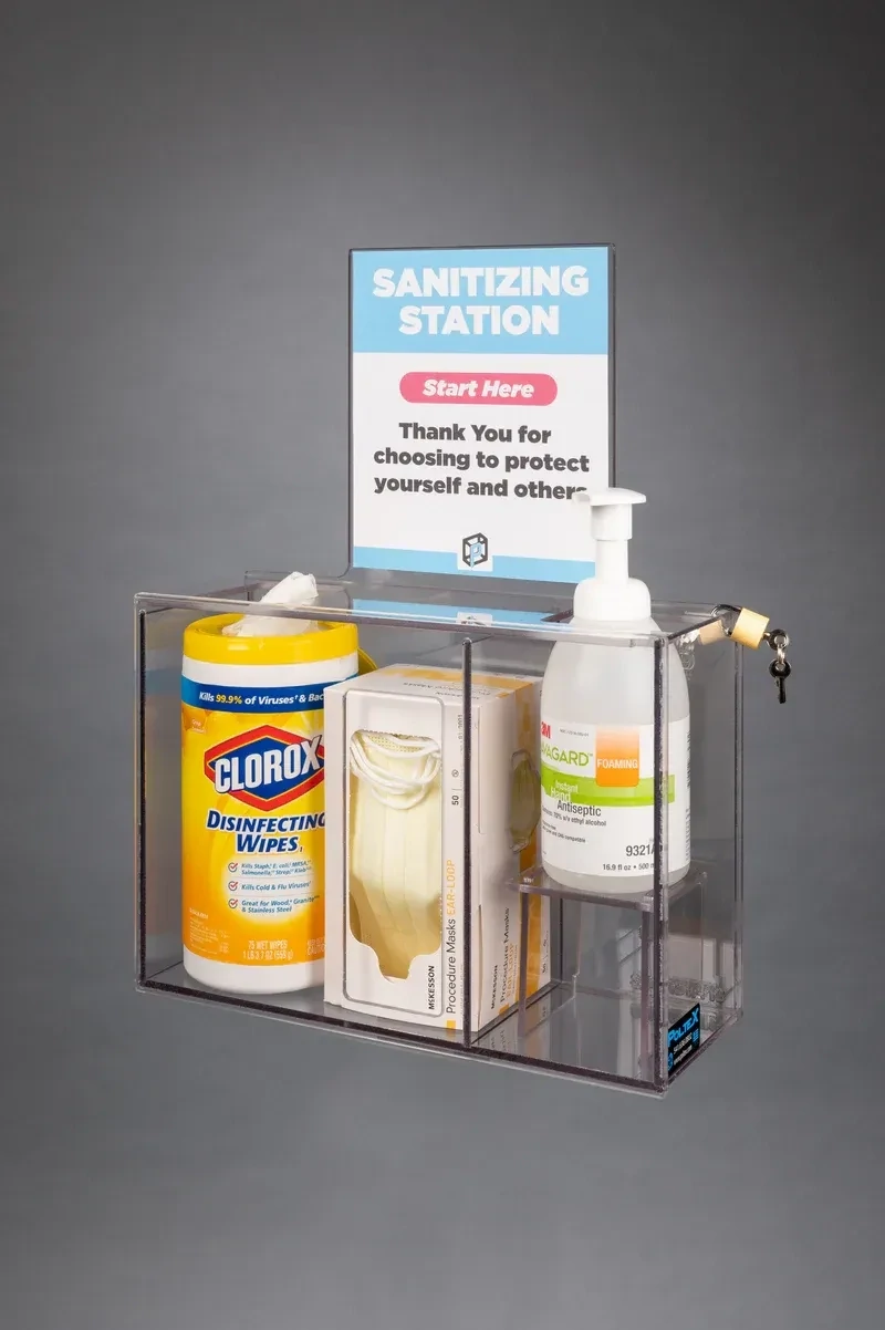 Wall Mount Sanitizing Station with Padlock