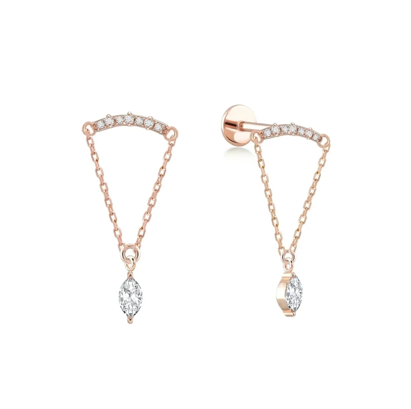TOPAZ CURVE BAR WITH HANGING MARQUISE TOPAZ CURVE BAR WITH HANGING MARQUISE