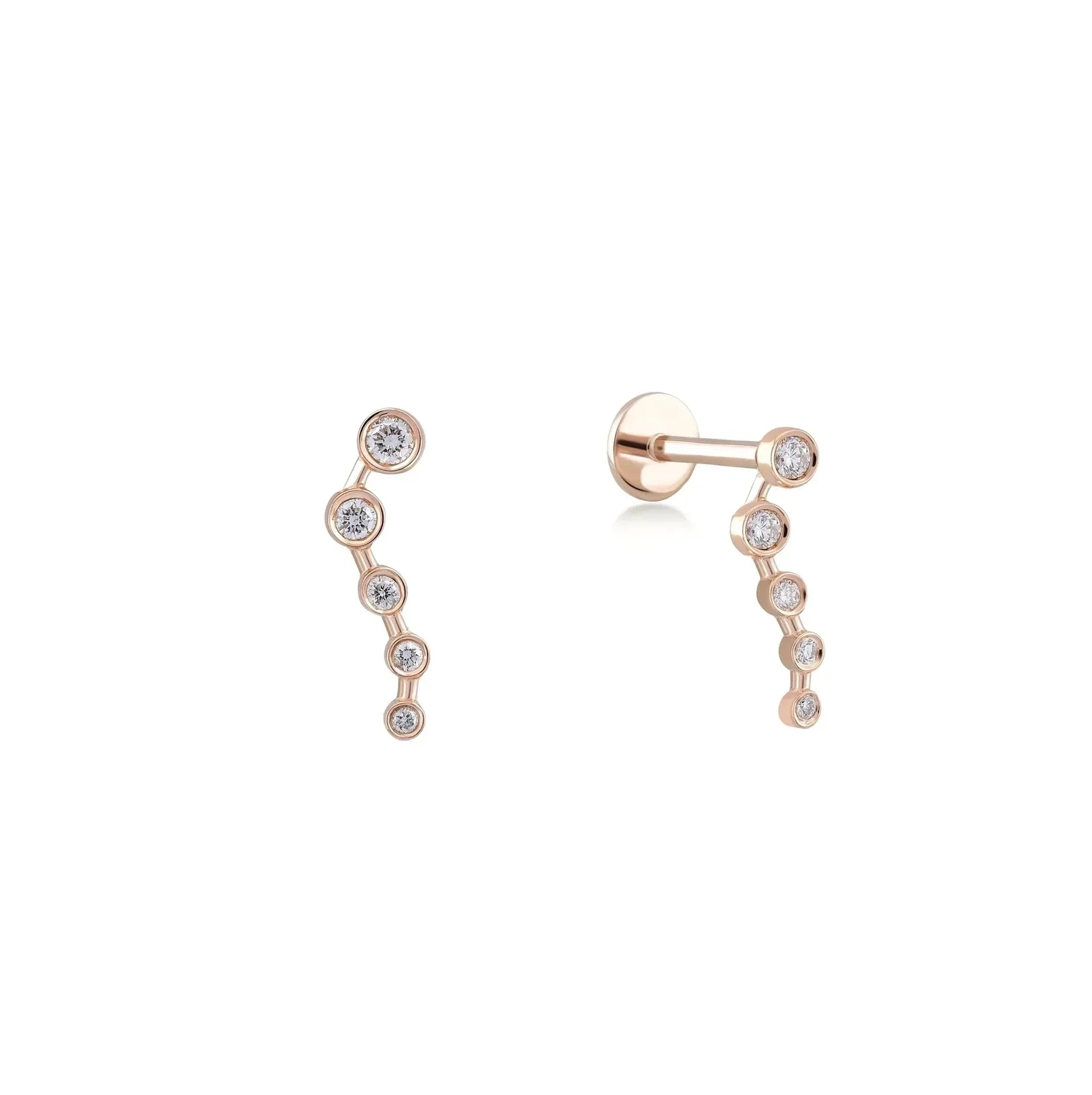 TOPAZ BEADED WAVE PECING STUD IN SOLID GOLD