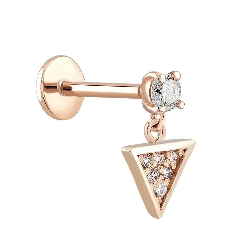 TOPAZ STUD WITH TRIANGLE CHARM