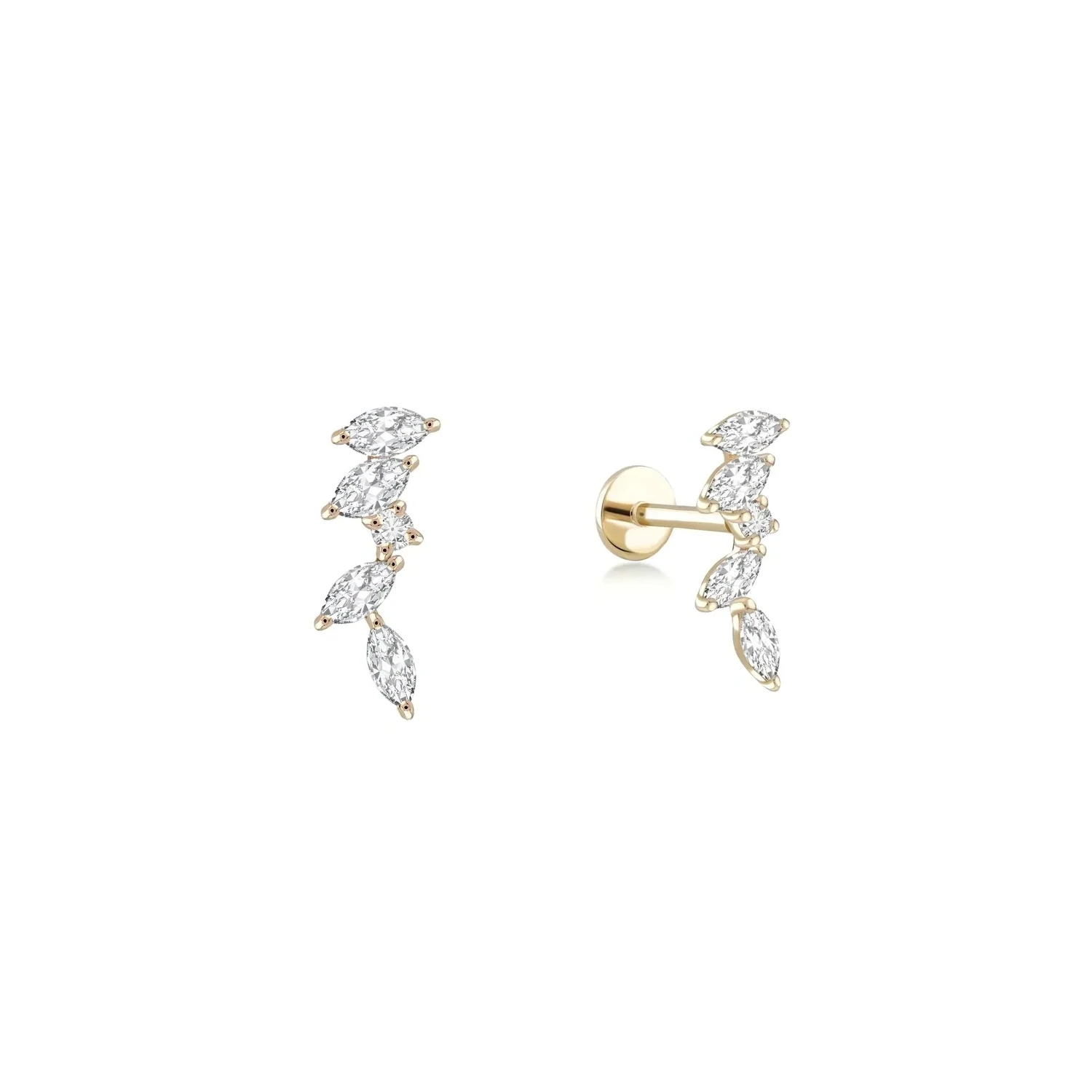 BOTANICAL PIERCING STUD IN SOLID GOLD
