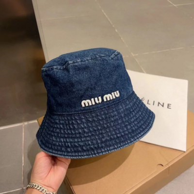 MiuMiu Hat, bucket hat , adjustable hat, High Quality Version MIU hat, Embroidered cap
