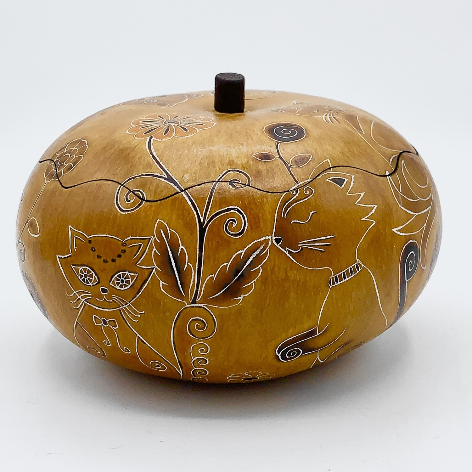 Decorative Gourd Box of Cats