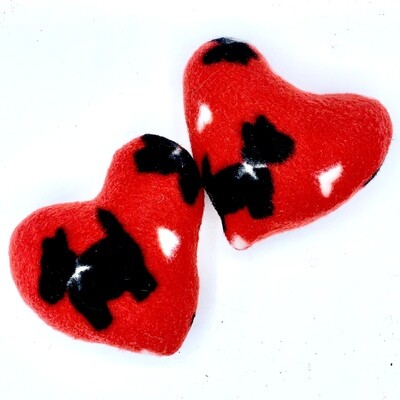 Stuffed Dog Toy - Red Hearts