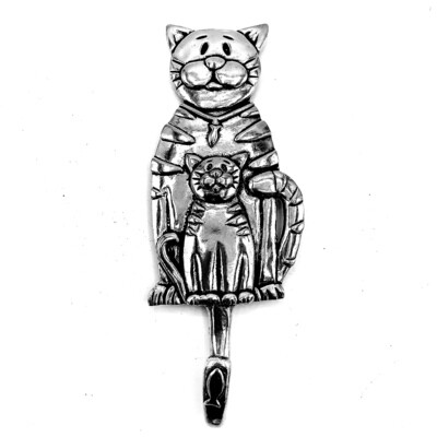 Pewter Cat Wall Hook