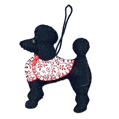 Felted Poodle Ornament