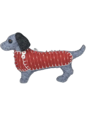 Felted Dachshund Dog Ornament