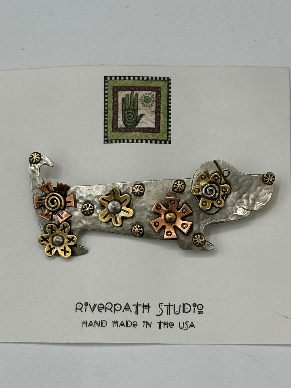 Mixed Metal Dachshund Brooch