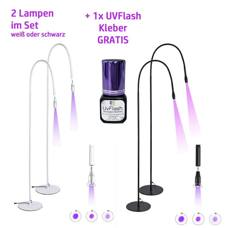 2er Set UV Lampen für Wimpernverlängerung + UvFlash