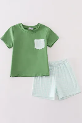 Green Gingham Boys Set