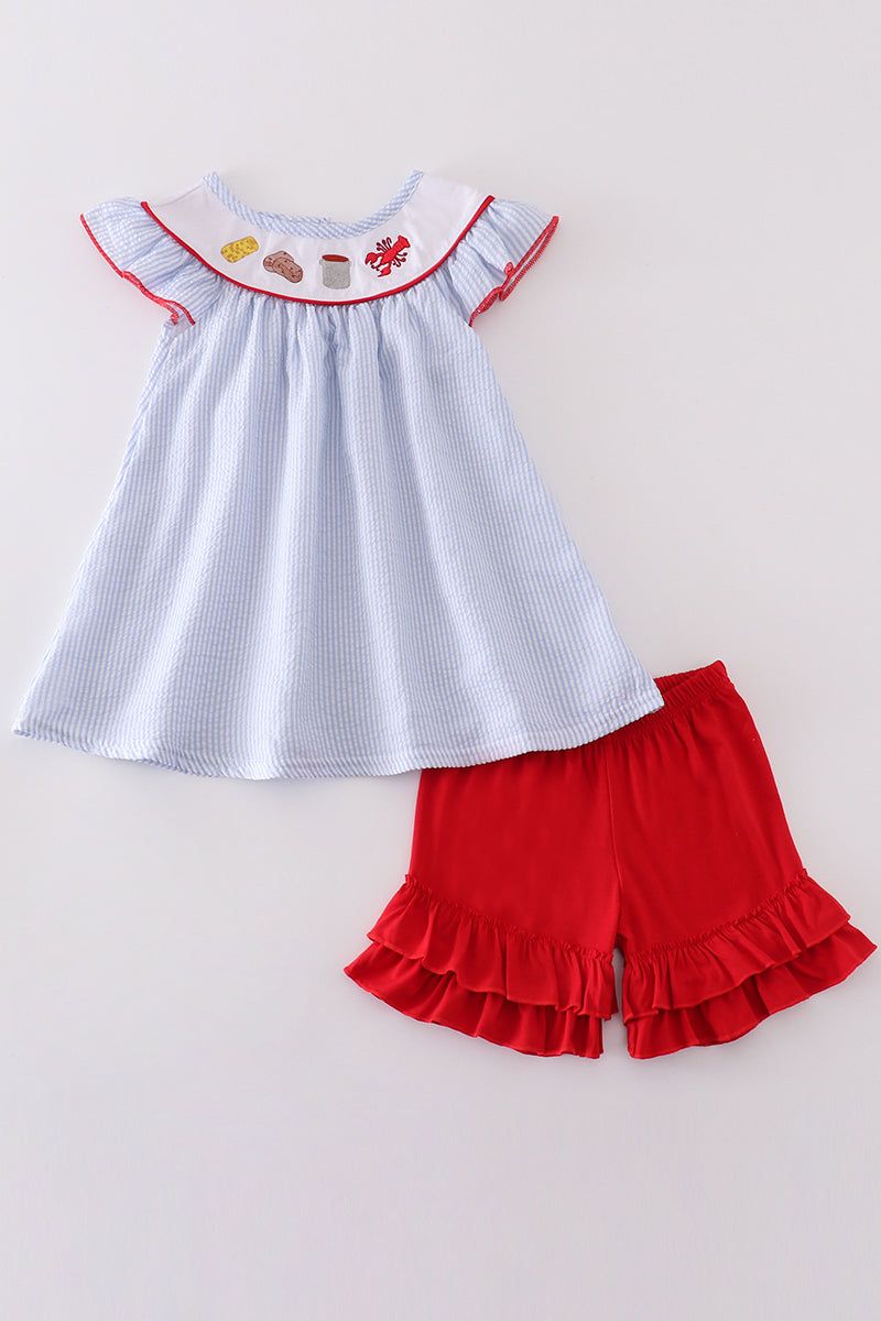 Crawfish Embroidery Girl Set