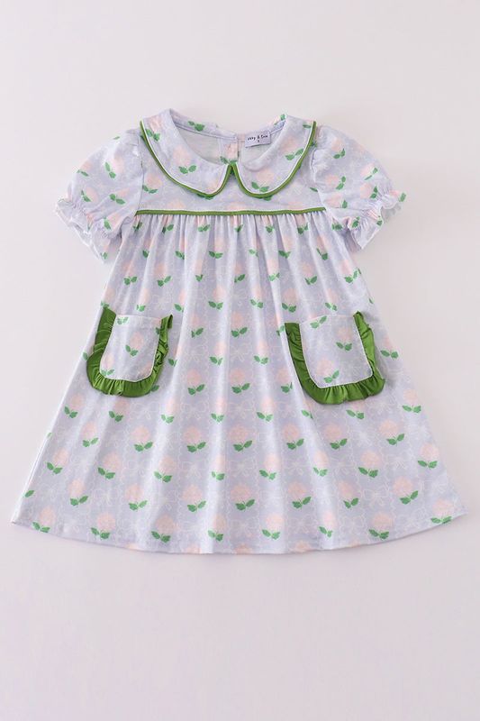 Soft Purple Floral and Bow Dress