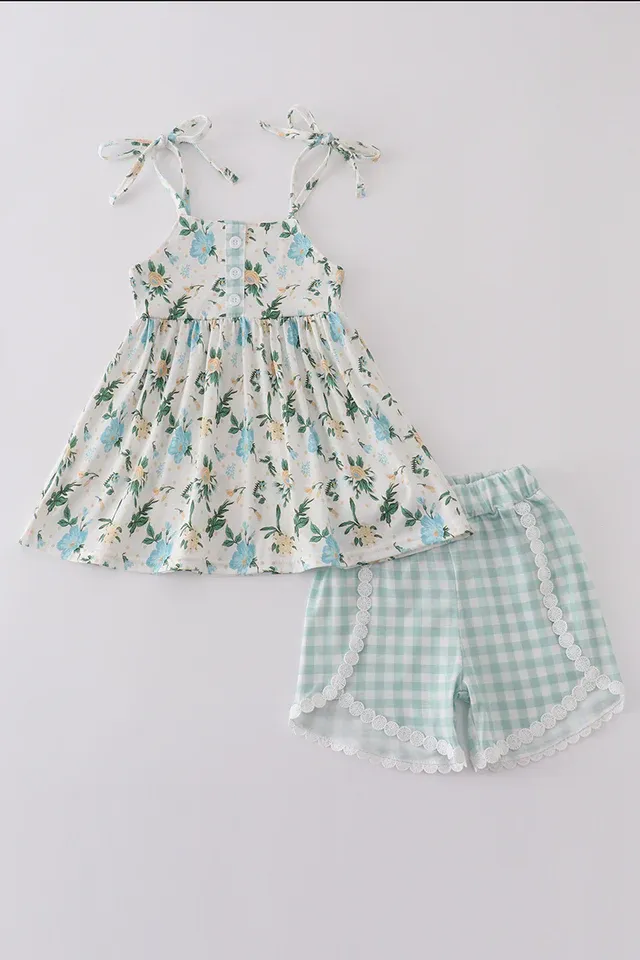 Green Floral Print Set