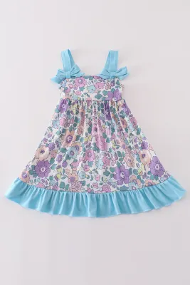 Blue Floral Strap Dress