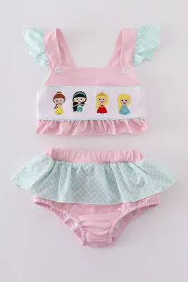 2pc Pink Princess Ruffle Swimsuit