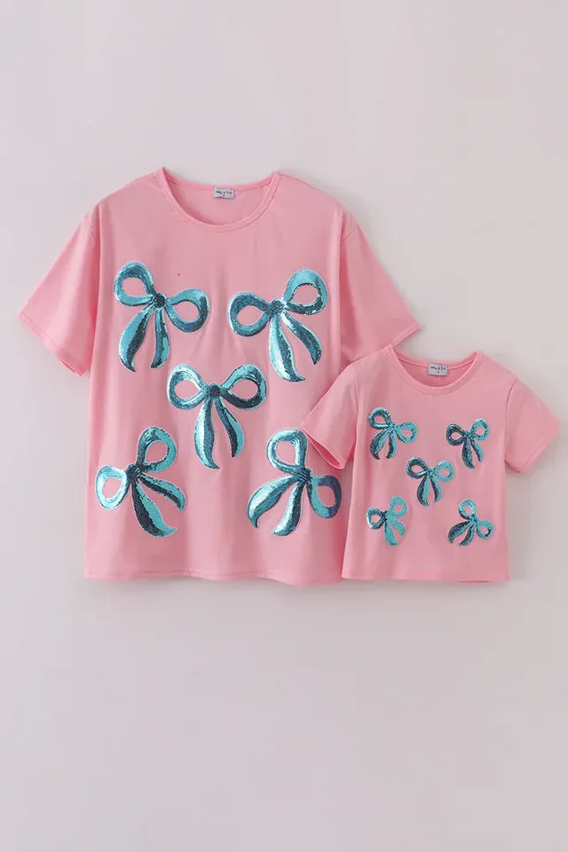 Pink Bow Sequin Mommy &amp; Me Top