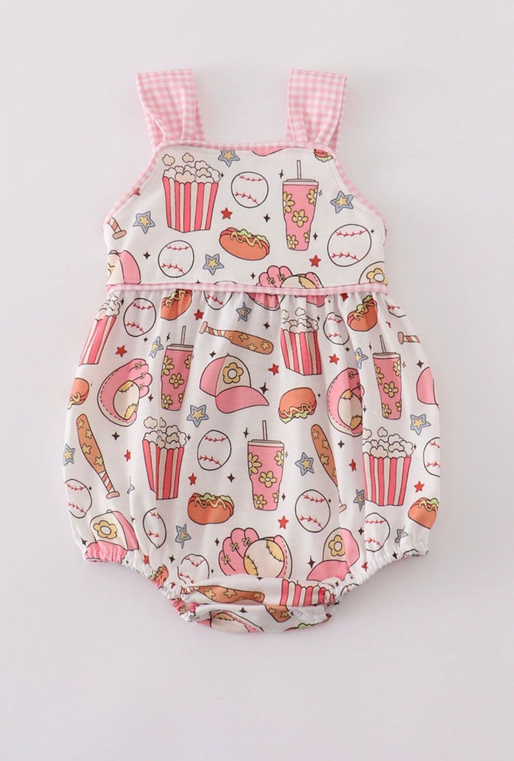 Pink Gingham Baseball Bubble