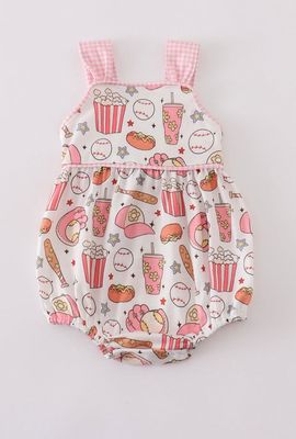 Pink Gingham Baseball Bubble