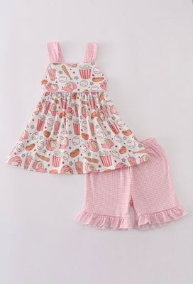 Pink Gingham Baseball Short Set