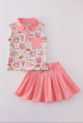Pink Baseball Skirt Set
