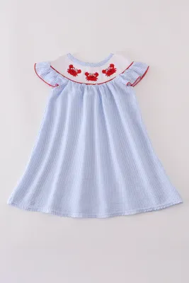 Crab Embroidery Smocked Dress