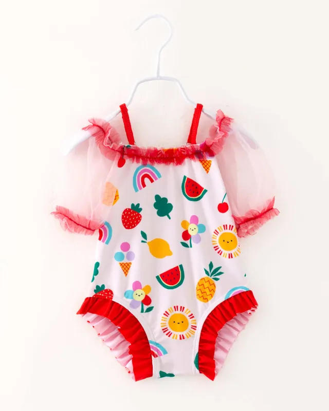 Fruit Ruffle One Piece Swim
