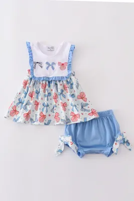 Bow Trellis Embroidery Bloomer Set