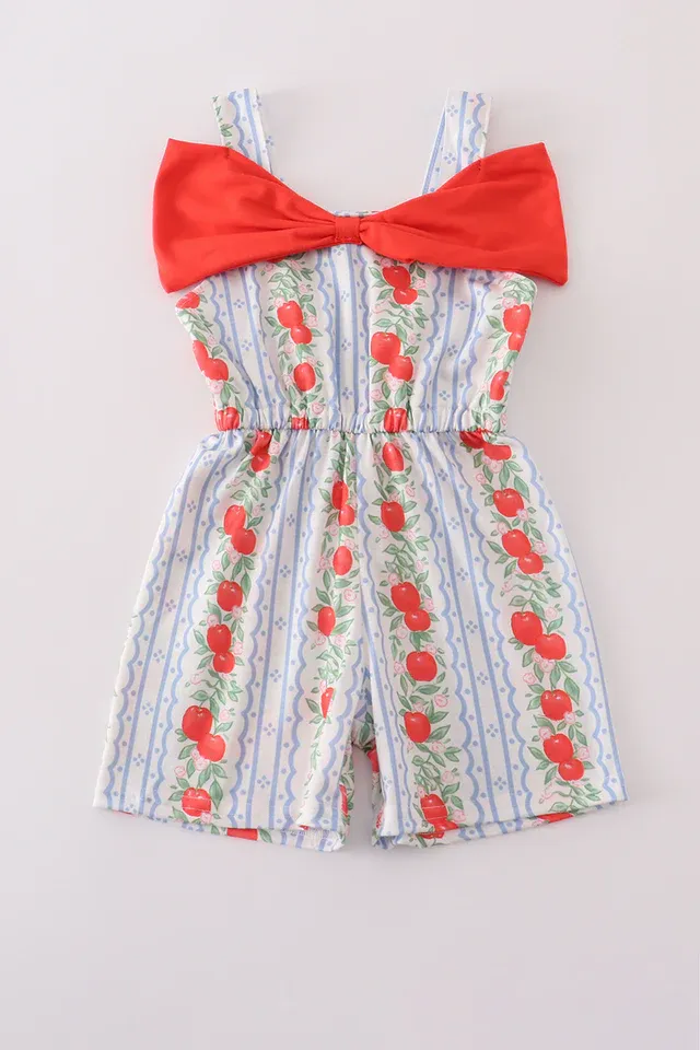 Apple Print Bow Romper