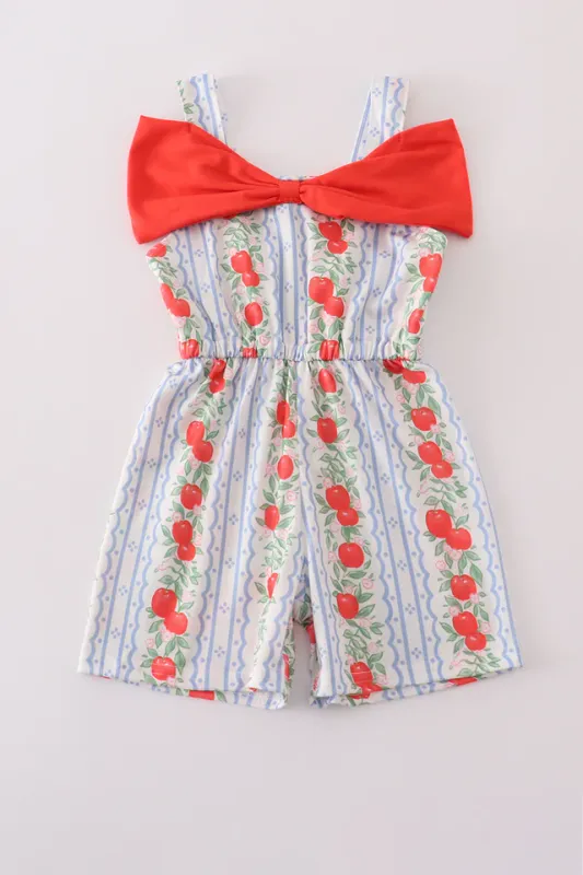 Apple Print Bow Romper