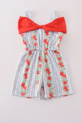 Apple Print Bow Romper