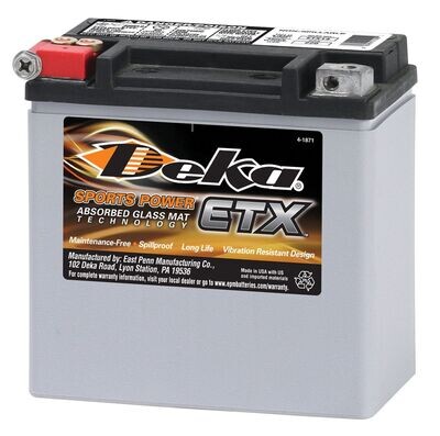 Deka ETX14 AGM Powersport Battery (BTX14) – 12V