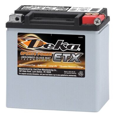 Deka ETX14L AGM Powersport Battery (BTX14L) – 12V