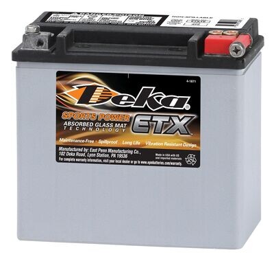 Deka ETX16 AGM Powersport Battery (BTX16) – 12V